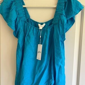 Lilly Pulitzer Blue Ruffled Sleeve Top